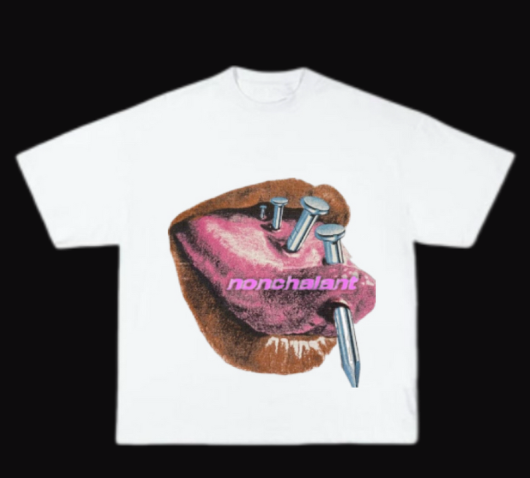 White Nonchalant mouth tee